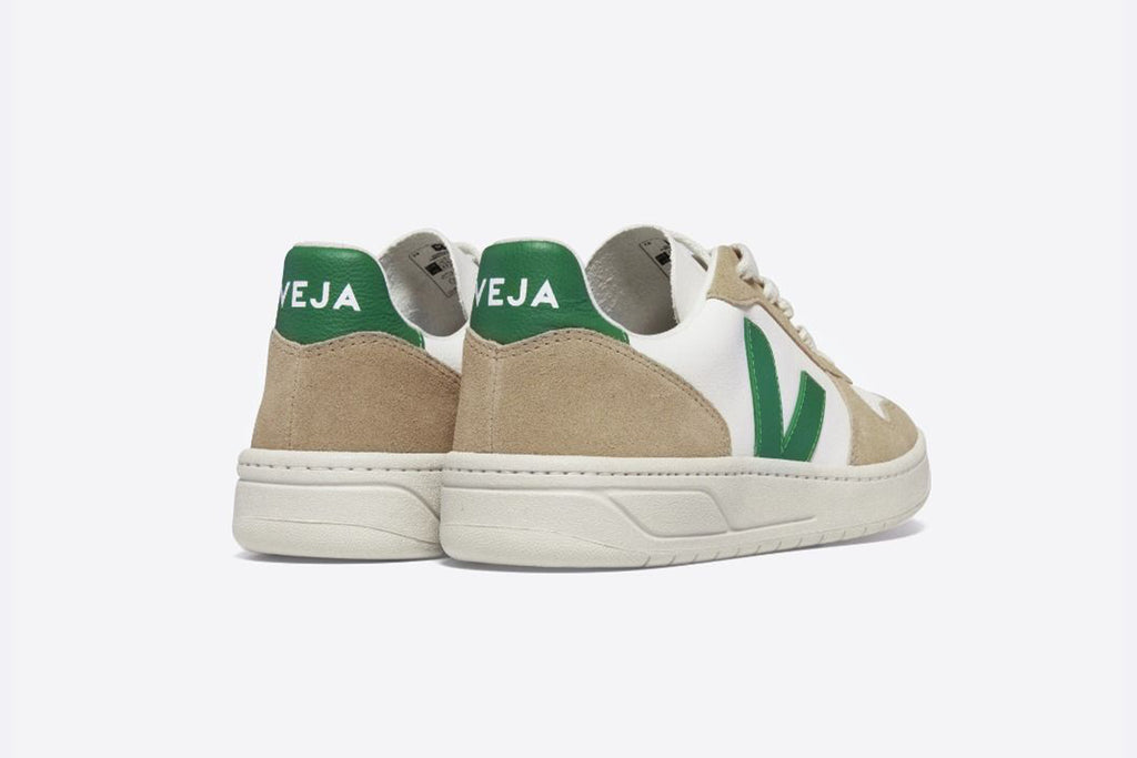 Veja V-10 Chromefree Leather White Emeraude Sahara