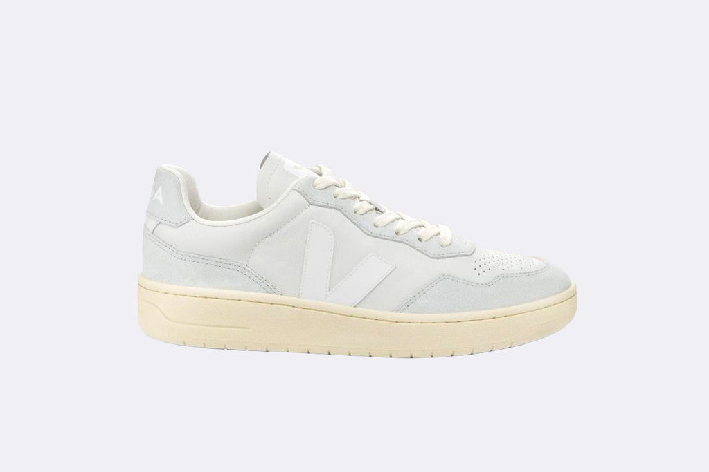Veja Wmns V-90 Leather O.T. Gravel - White