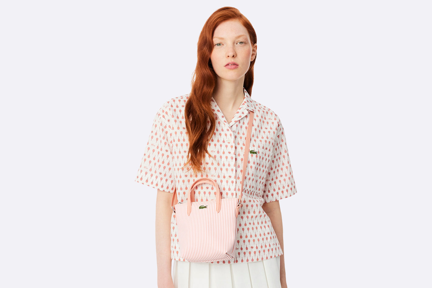 Bolso Lacoste L.12.12 Concept Mini Shopping Bag Stripe Rosa para Mujer