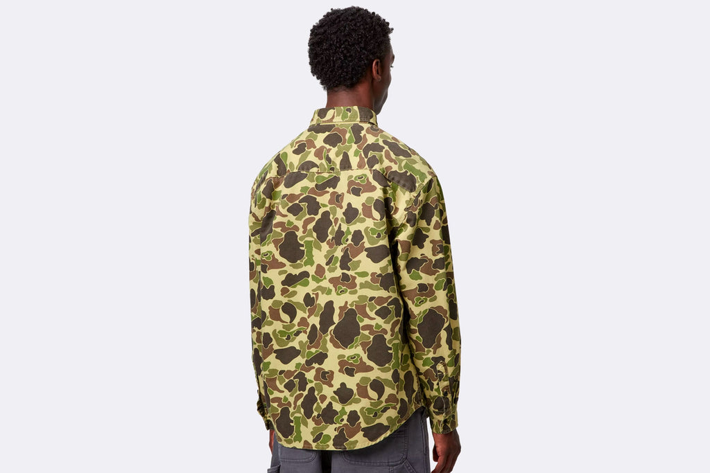 Camisa Carhartt WIP Duck Shirt Camo Green Stone Washed para hombre
