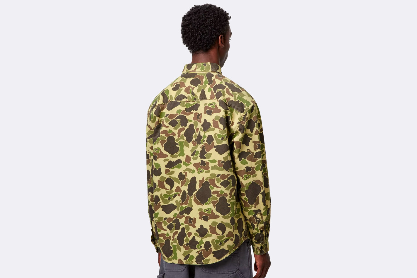 Camisa Carhartt WIP Duck Shirt Camo Green Stone Washed para hombre