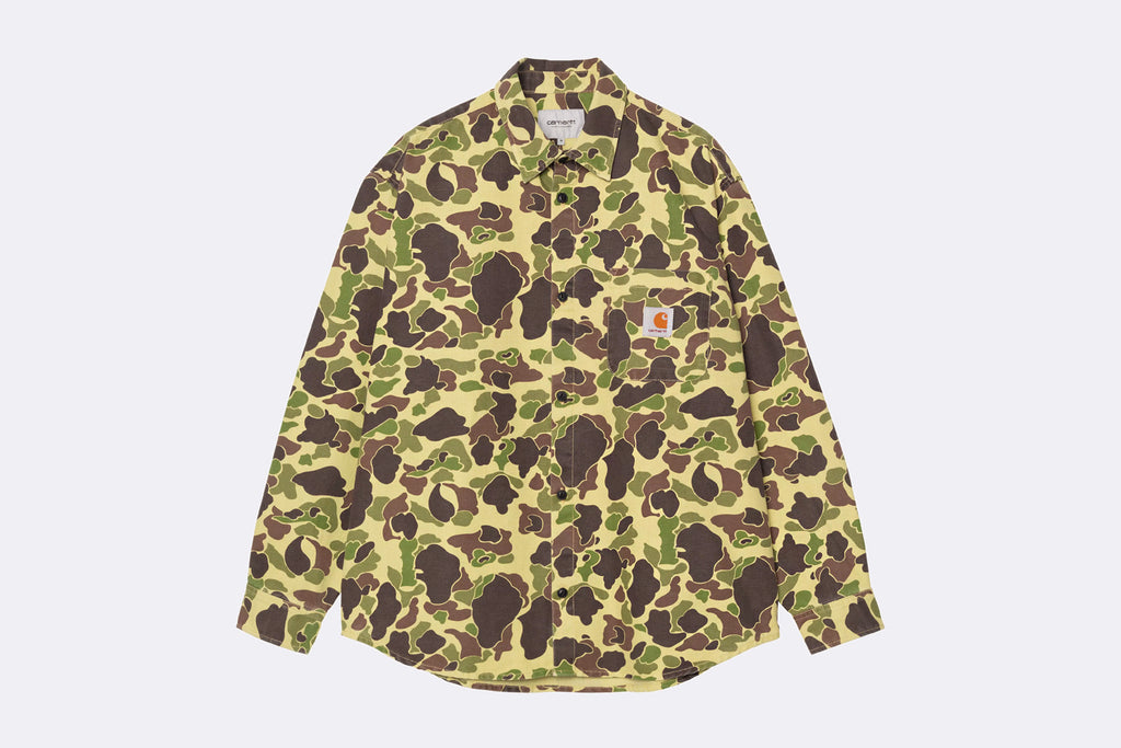Camisa Carhartt WIP Duck Shirt Camo Green Stone Washed para hombre