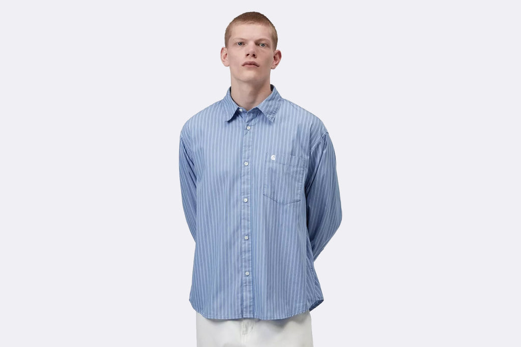 Camisa Carhartt WIP L/S Keene Shirt Azul de rayas para Hombre