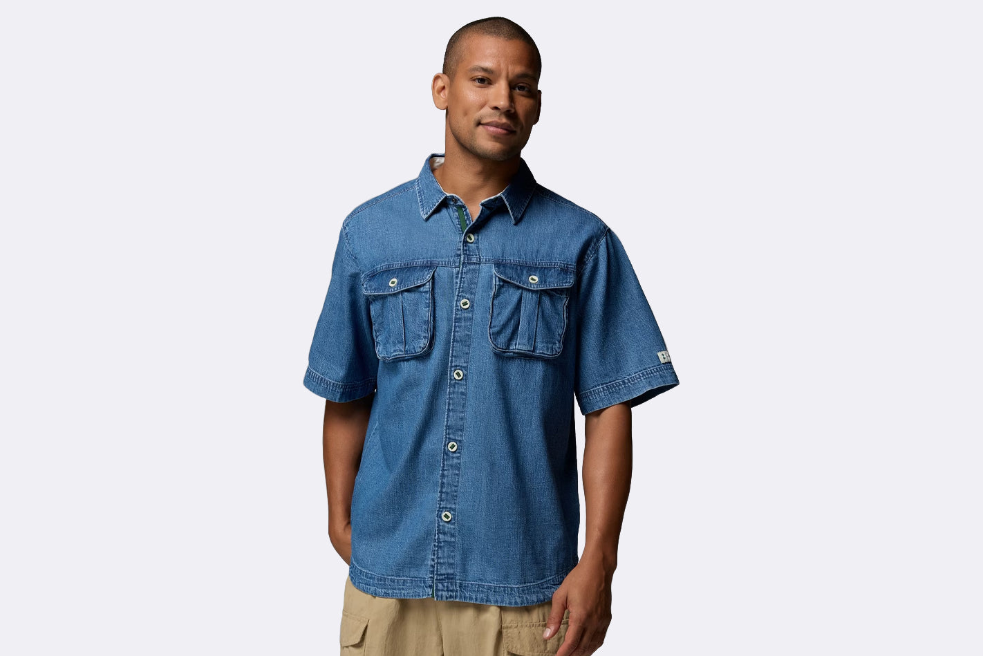 Camisa Columbia Acker Rock Twill SS Button Down Shirt Denim Unisex