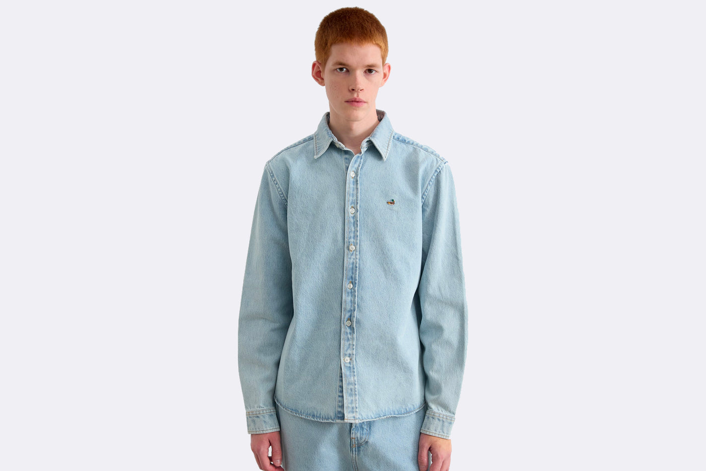 Camisa Edmmond Studios Duck Patch Denim Azul para hombre