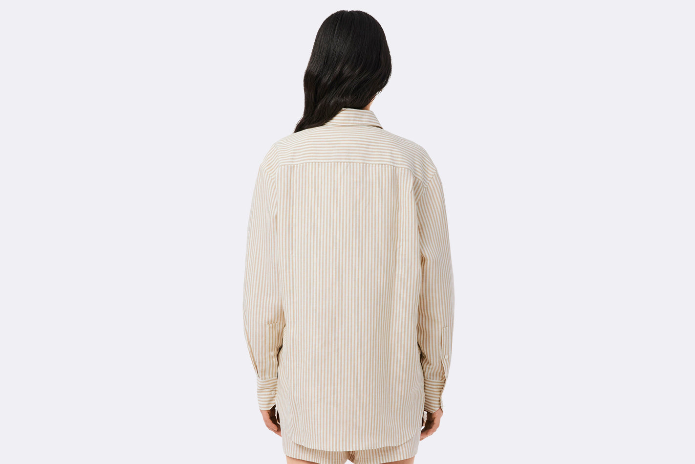 Camisa Lacoste Manga Larga Beige mujer