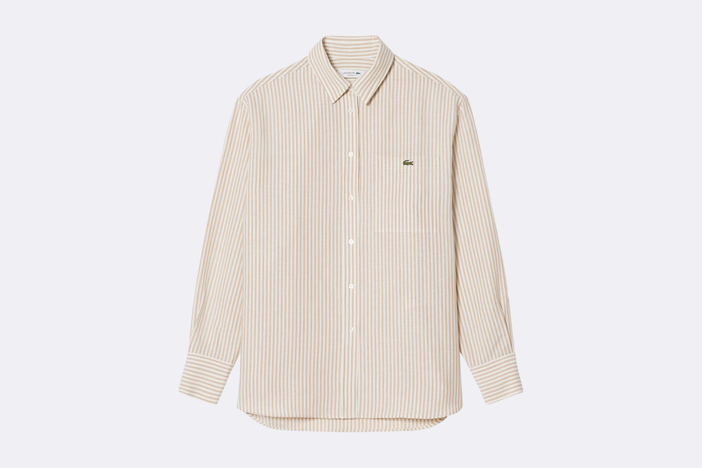 Camisa Lacoste Manga Larga Beige mujer
