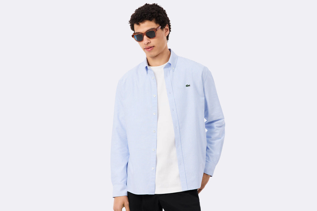 Camisa Lacoste de rayas azul para hombre