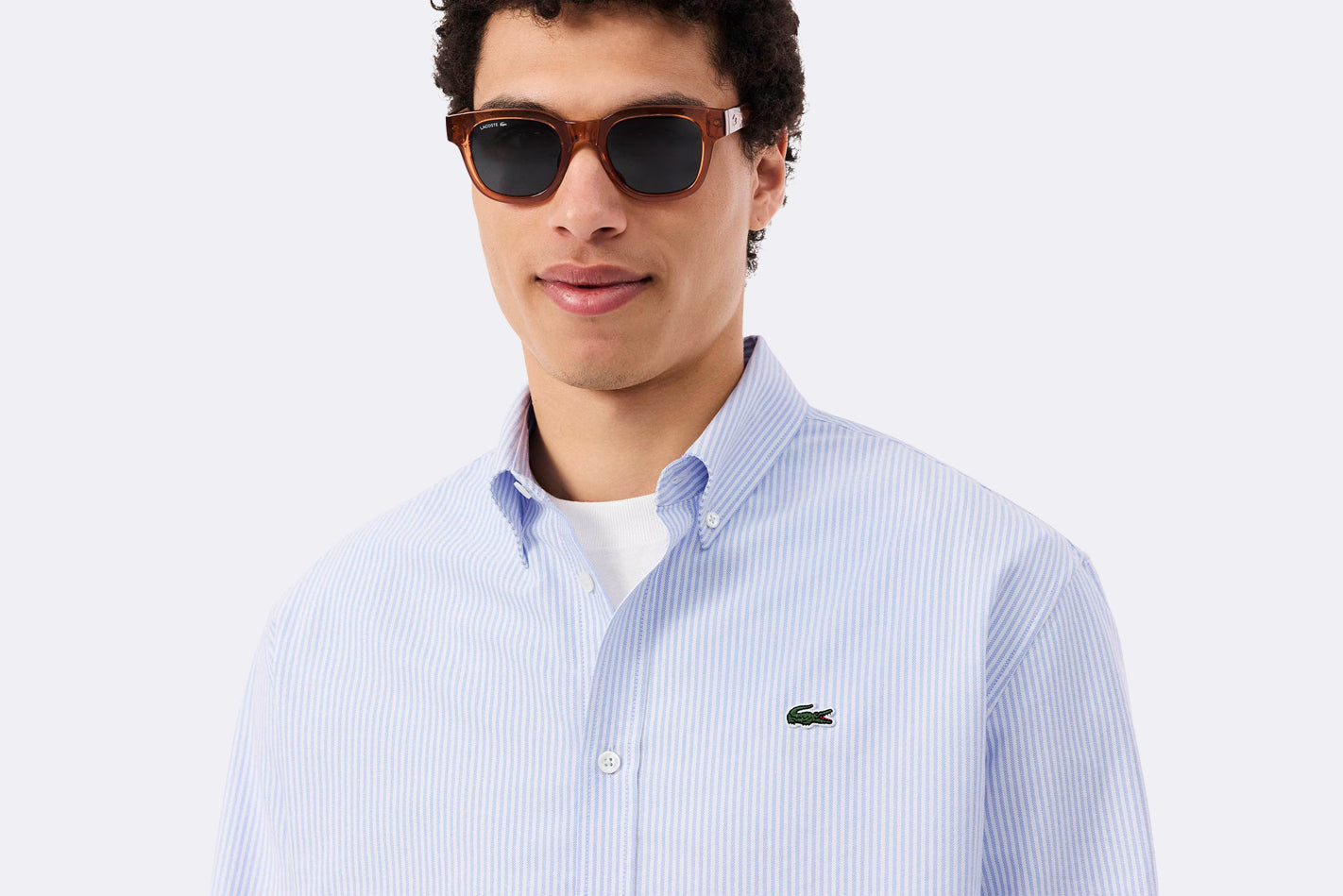 Camisa Lacoste de rayas azul para hombre