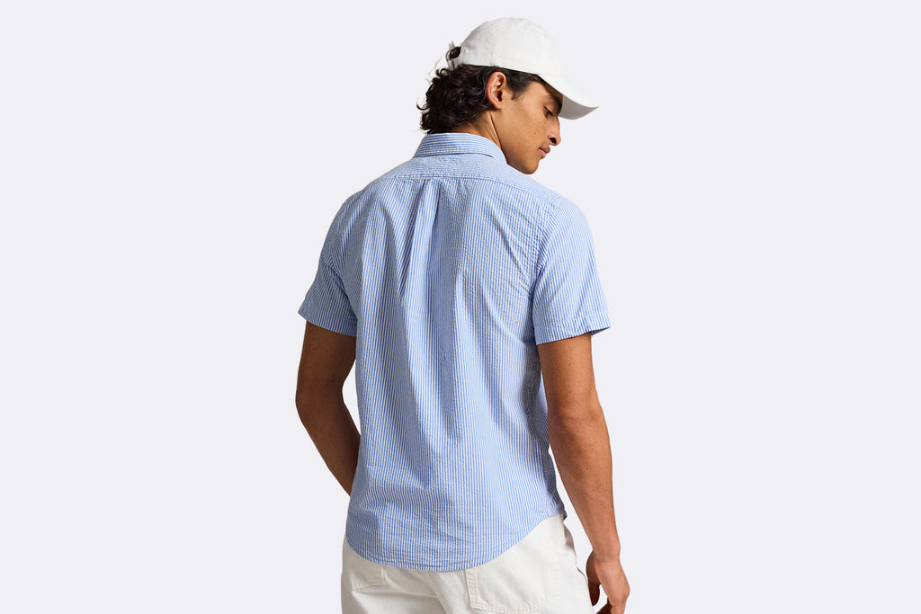 Camisa Polo Ralph Lauren Seersucker Sport Shirt Azul para hombre