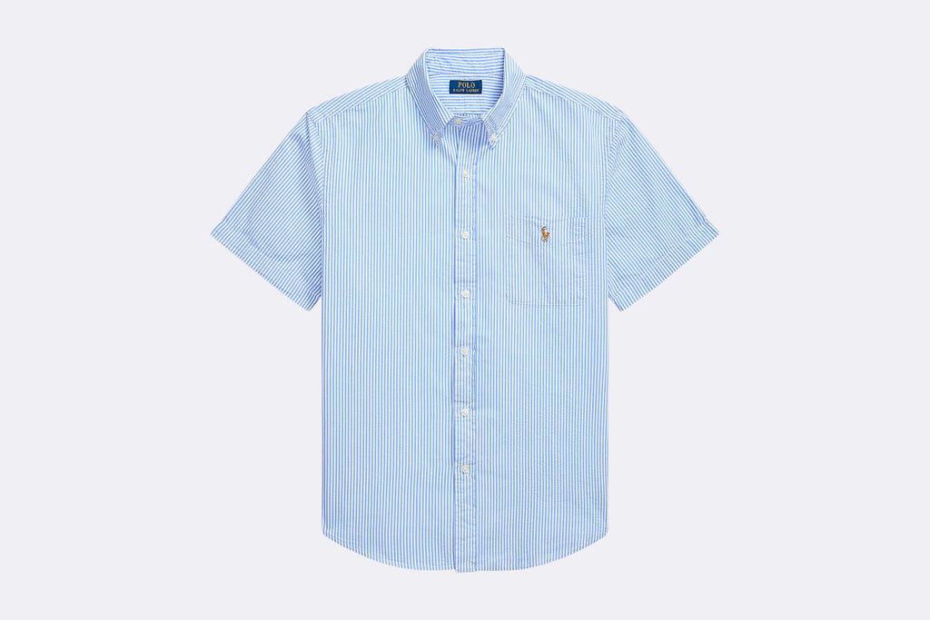 Camisa Polo Ralph Lauren Seersucker Sport Shirt Azul para hombre