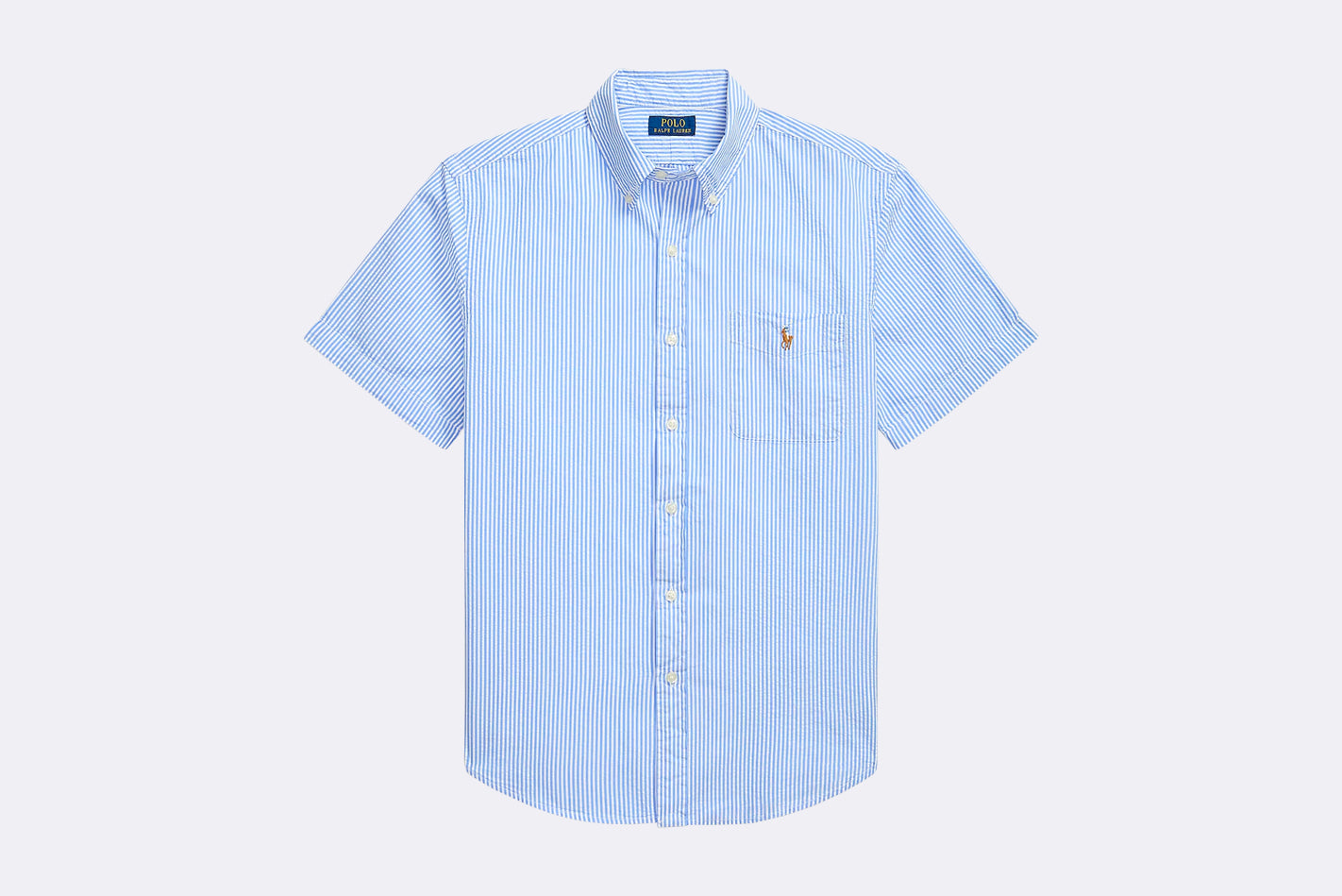 Camisa Polo Ralph Lauren Seersucker Sport Shirt Azul para hombre