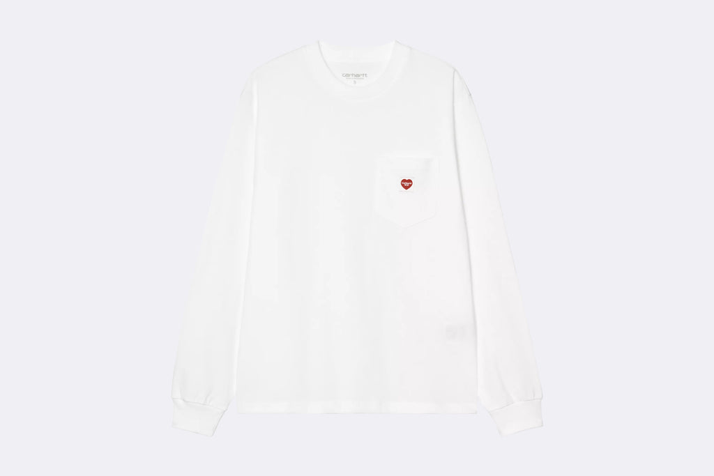 Camiseta blanca de manga larga para mujer de Carhartt WIP, modelo Pocket Small Heart