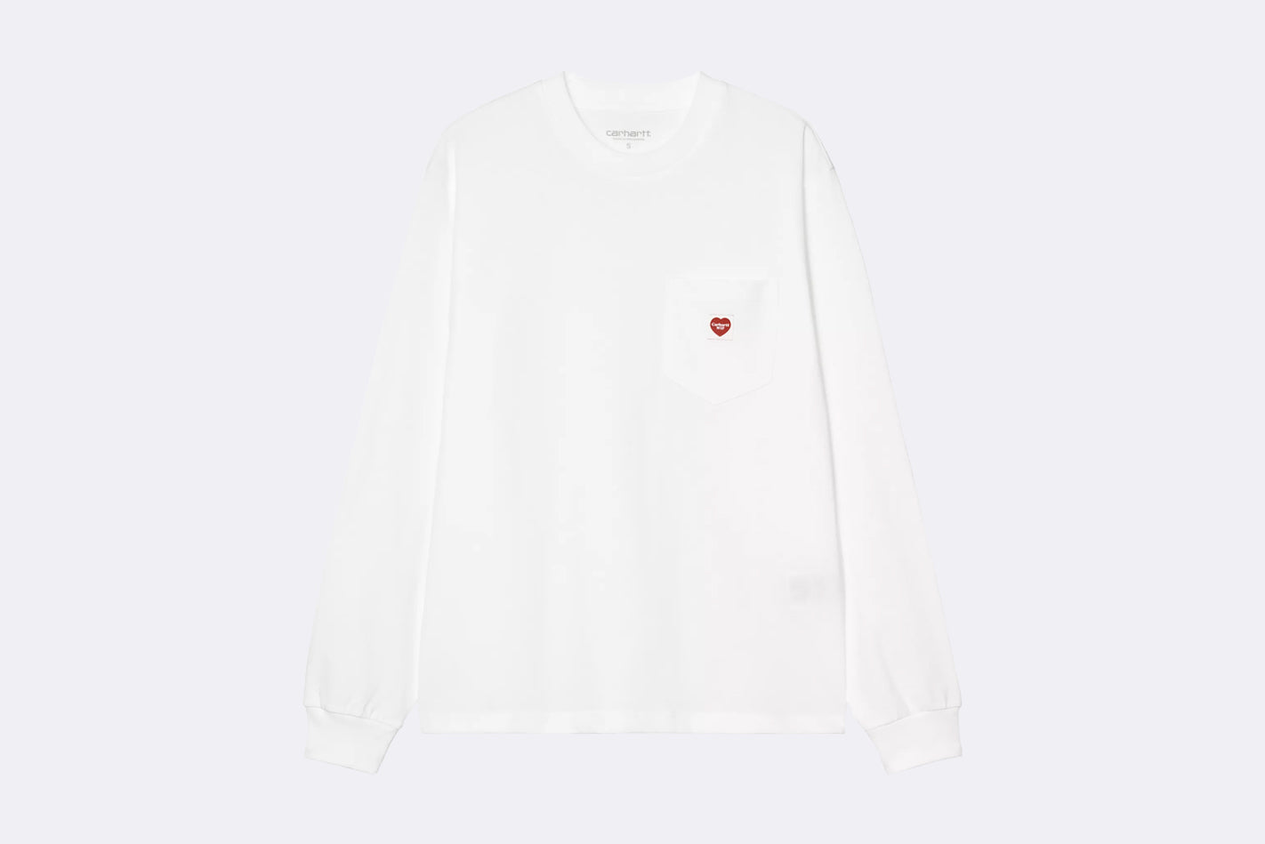 Camiseta blanca de manga larga para mujer de Carhartt WIP, modelo Pocket Small Heart
