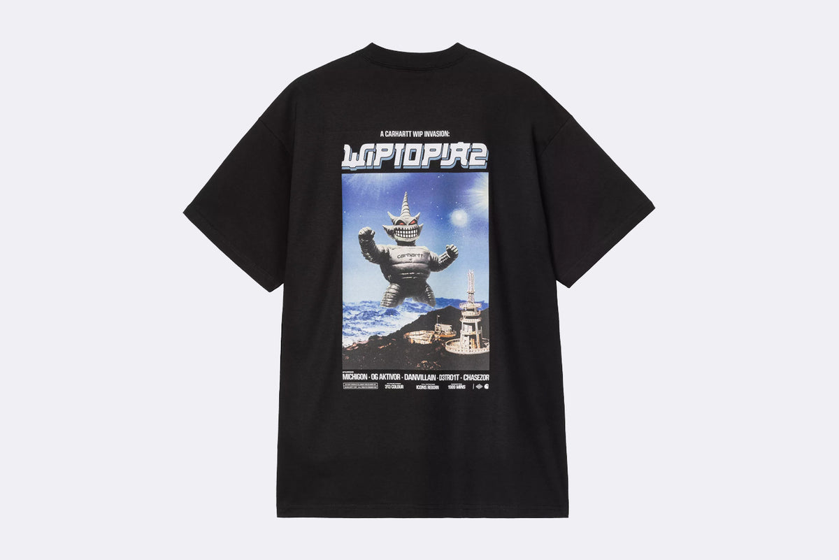 Camiseta negra de manga corta Wiptopia II de Carhartt WIP para hombre, vista frontal