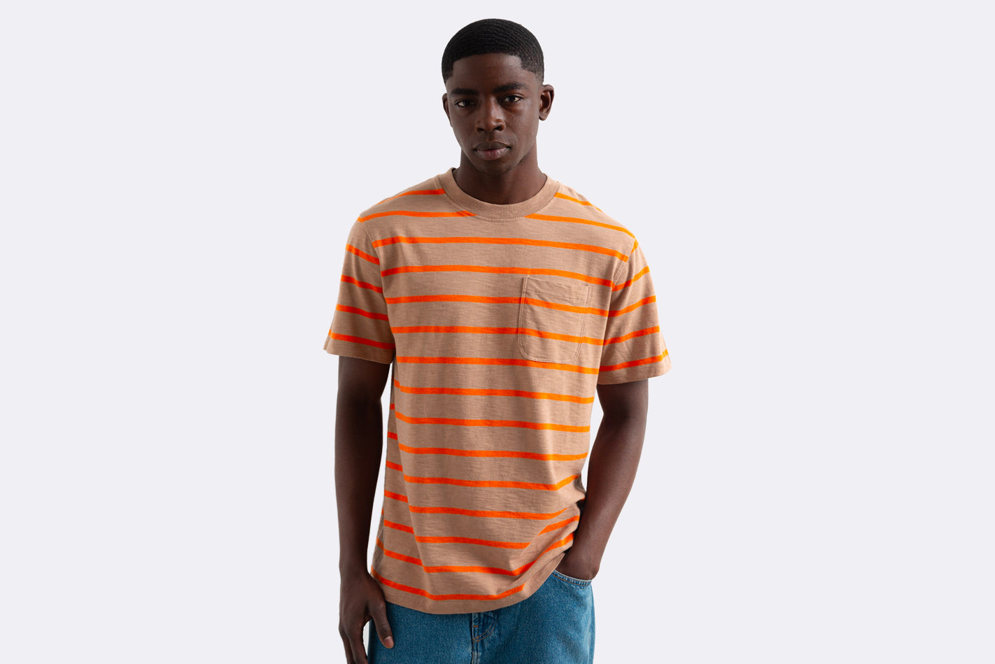 Edmmond Studios Flame Stripes Tee Plain Brown