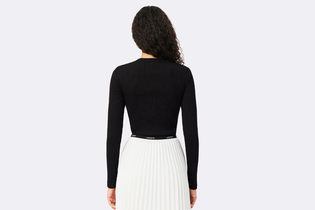 Camiseta Lacoste de manga larga negra para Mujer
