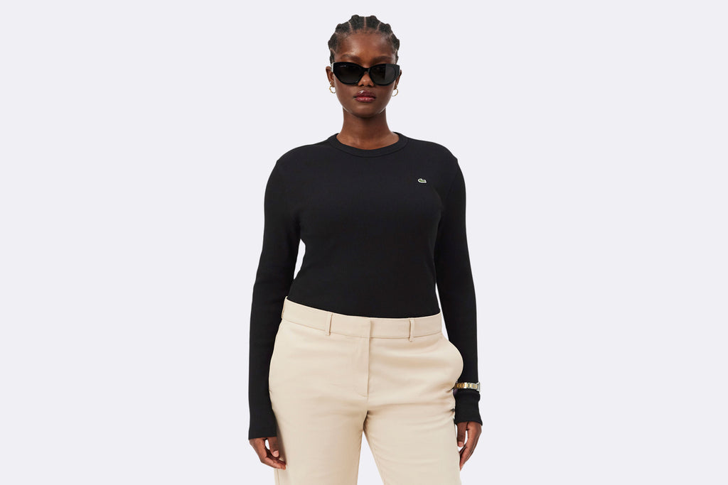 Camiseta Lacoste de manga larga negra para Mujer