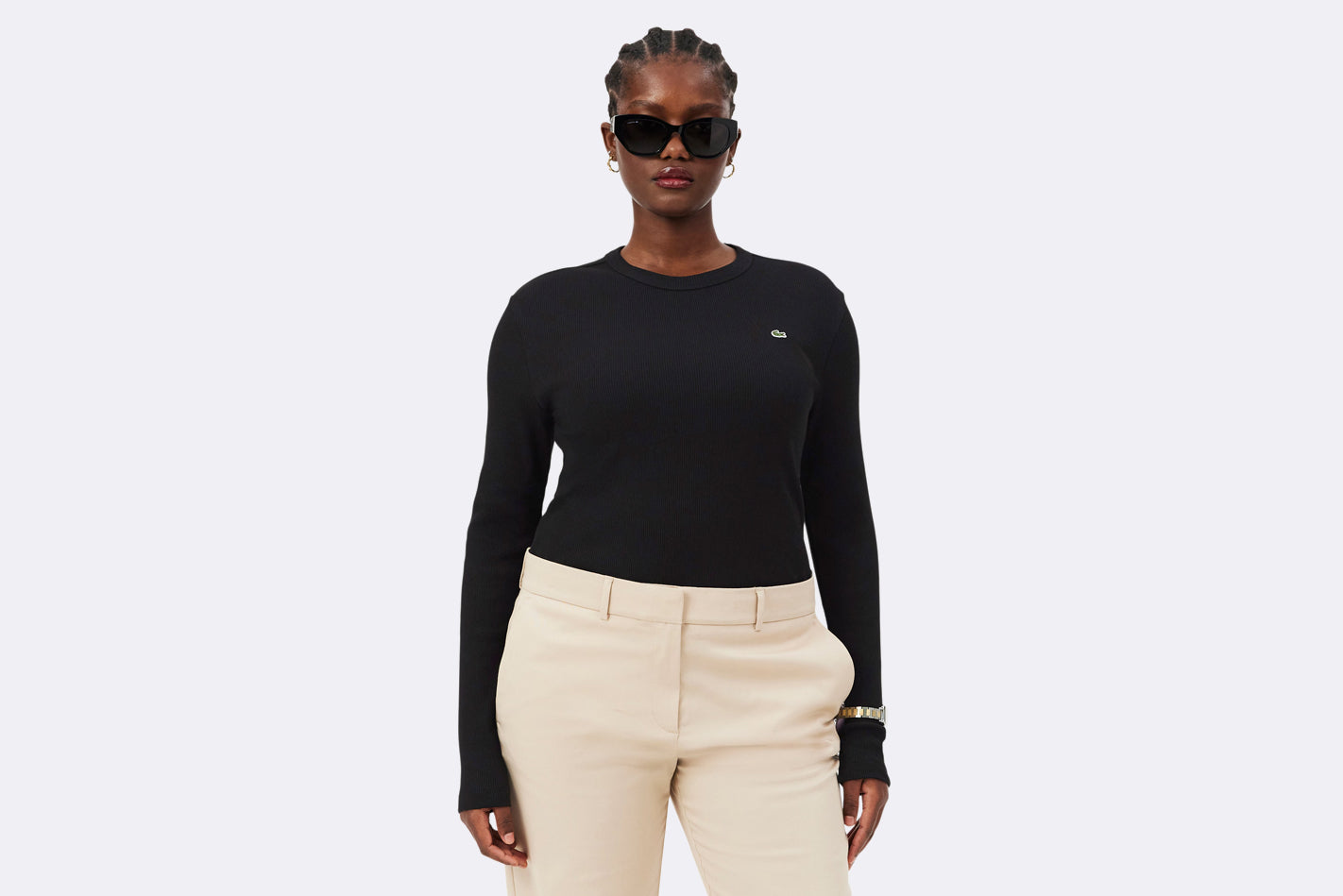 Camiseta Lacoste de manga larga negra para Mujer
