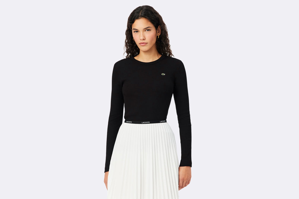 Camiseta Lacoste de manga larga negra para Mujer