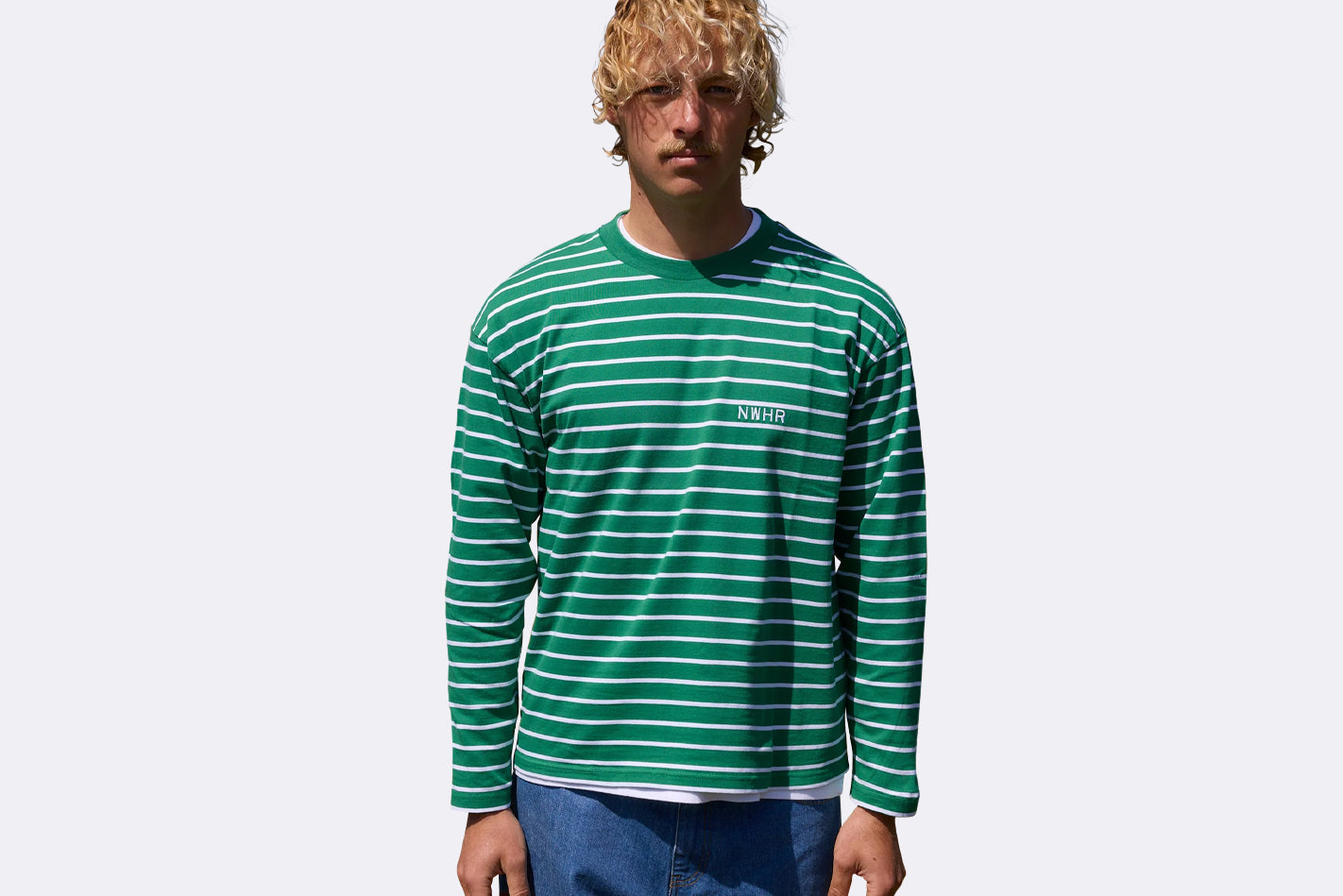 Camiseta NWHR Larga Rayas Verde Unisex