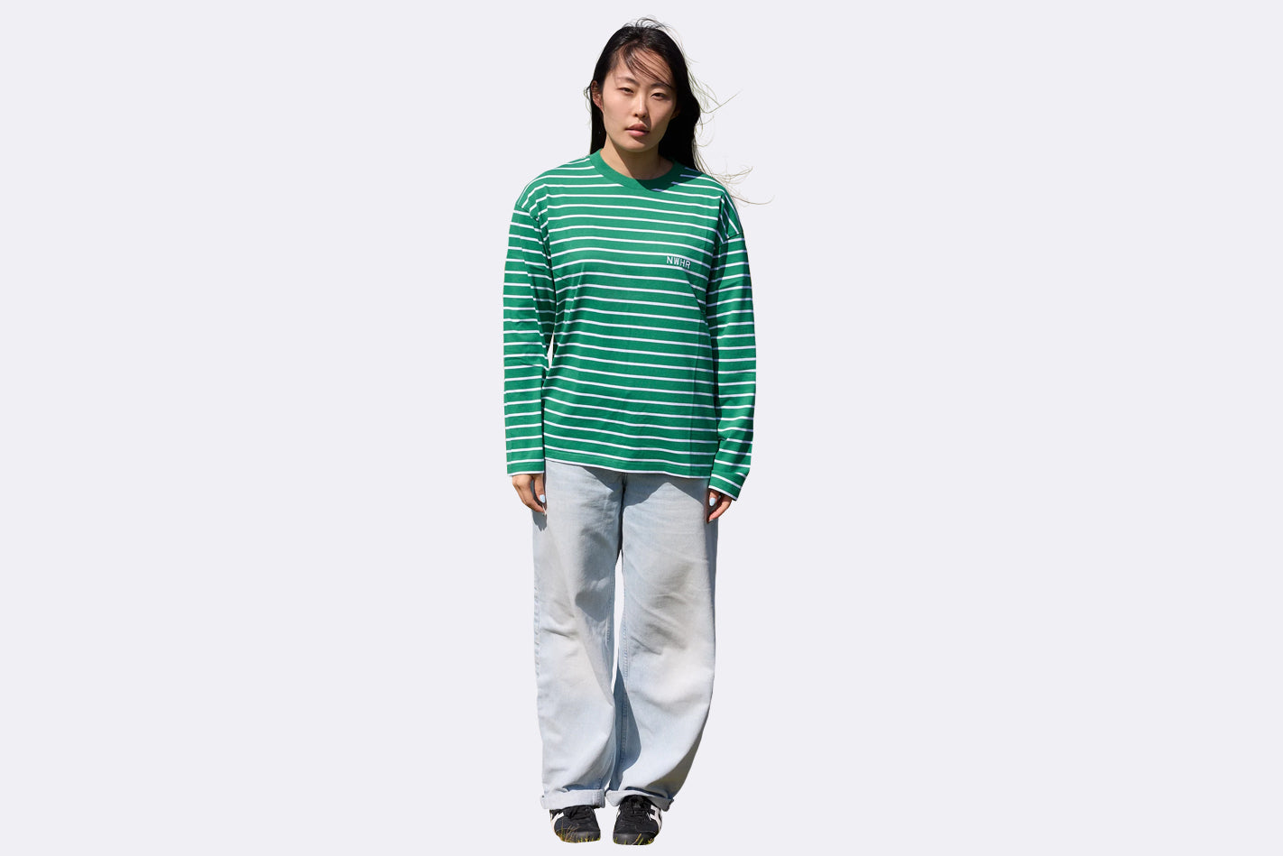 Camiseta NWHR Larga Rayas Verde Unisex