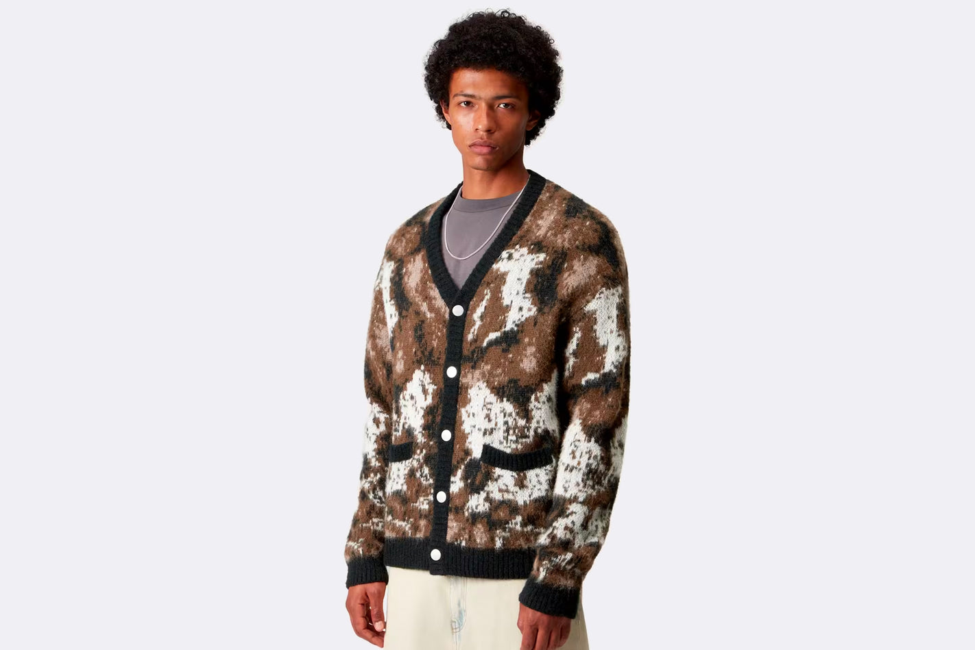 Cardigan Carhartt WIP Merton Cardigan Wild Dog Jacquard marron para hombre