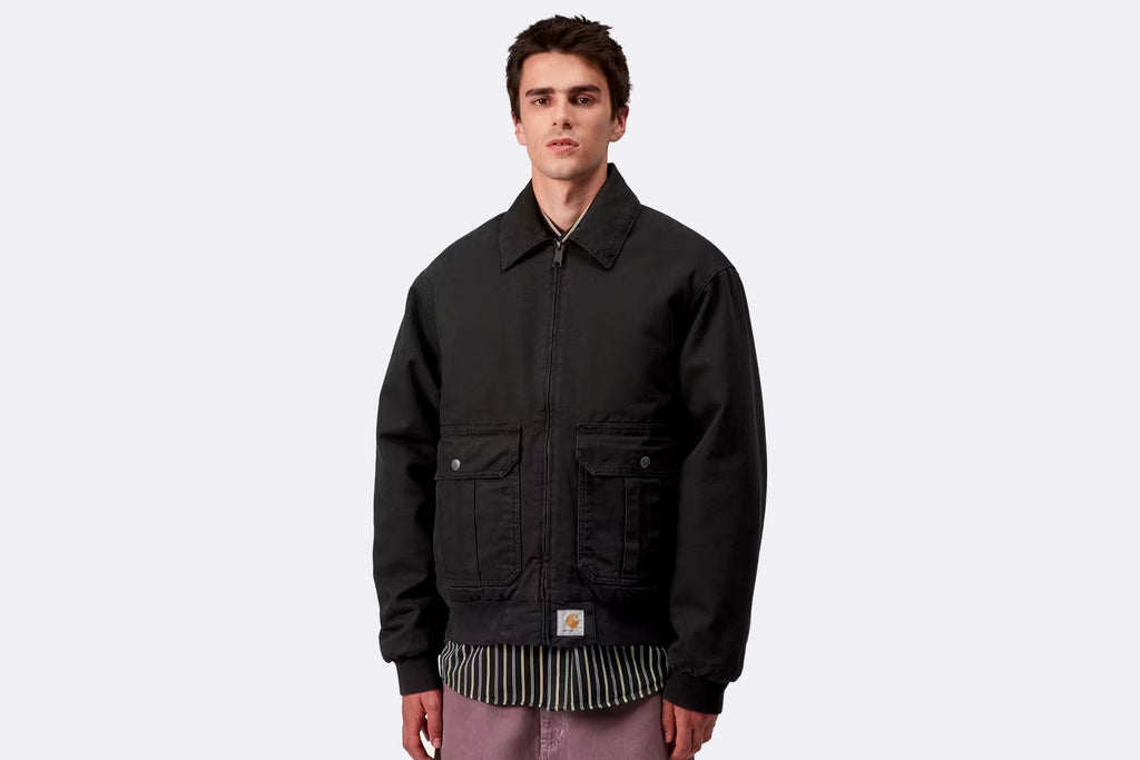Chaqueta Carhartt WIP Stanton Jacket Black Stone Washed para hombre