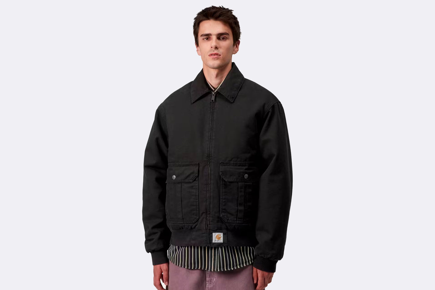 Chaqueta Carhartt WIP Stanton Jacket Black Stone Washed para hombre