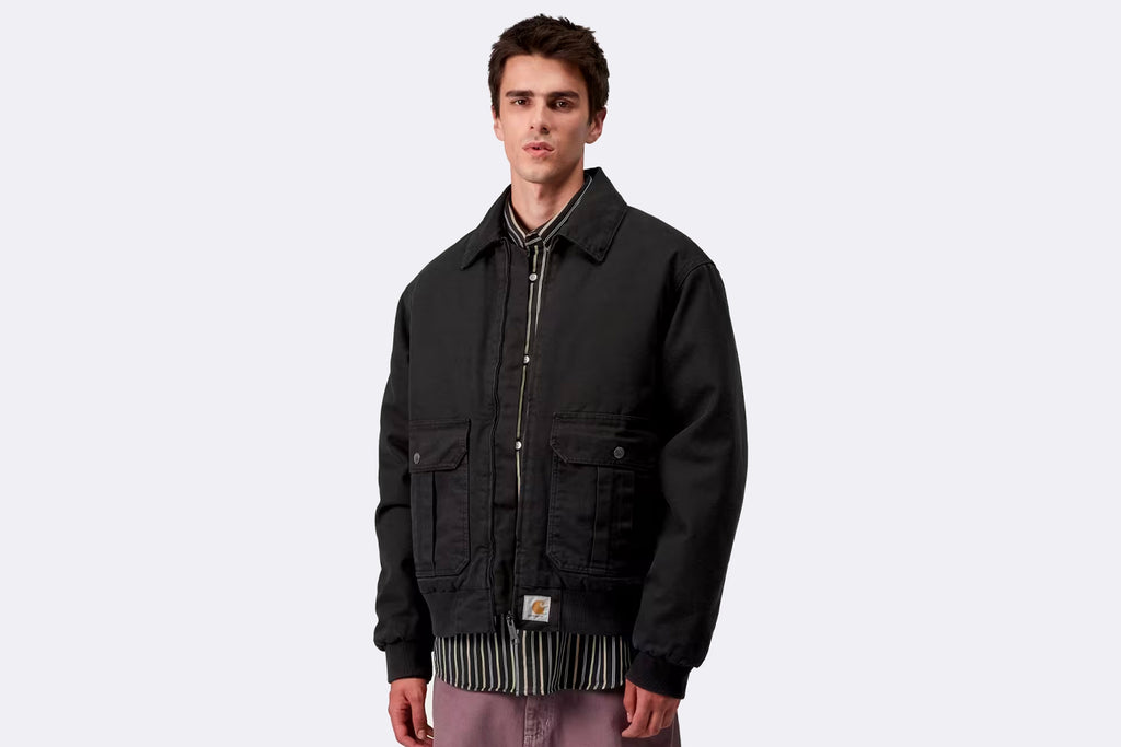Chaqueta Carhartt WIP Stanton Jacket Black Stone Washed para hombre