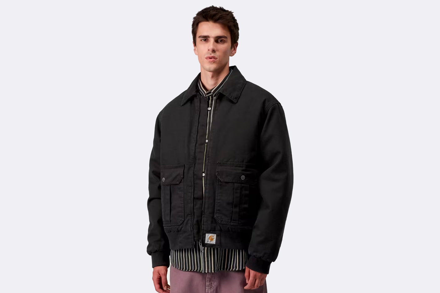Chaqueta Carhartt WIP Stanton Jacket Black Stone Washed para hombre