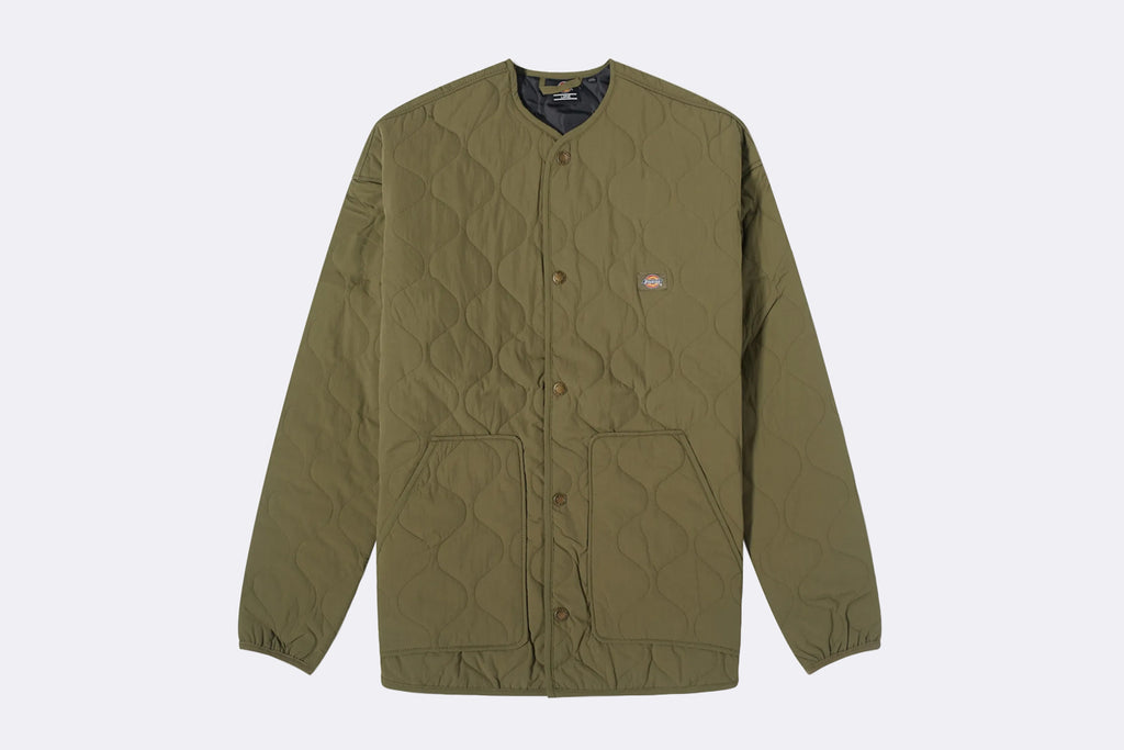 Chaqueta acolchada verde militar de Dickies, vista frontal
