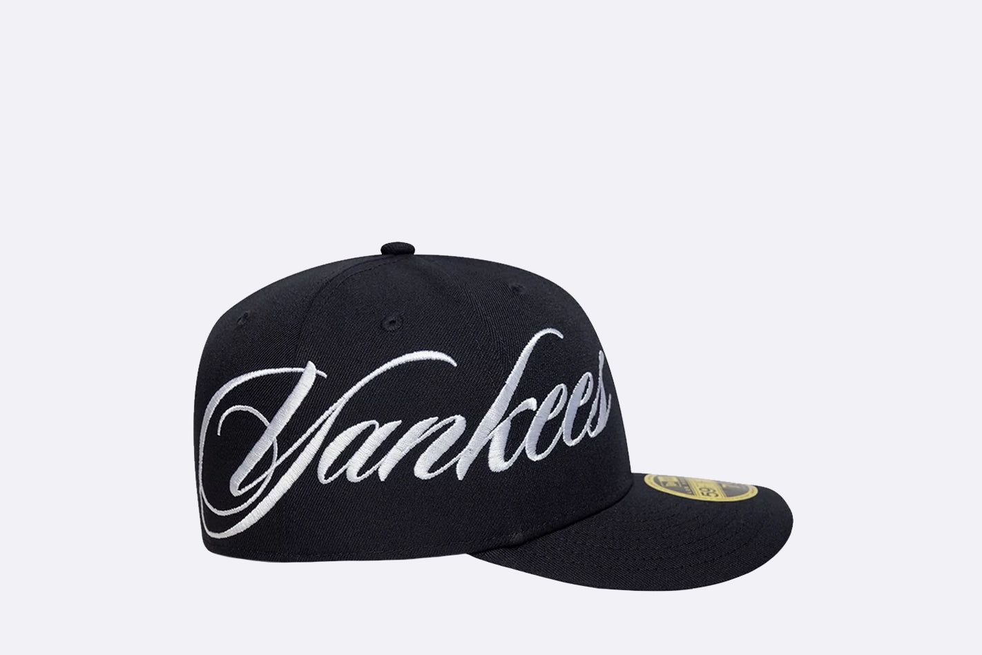 Gorra New Era MLB Side Script New York Yankees Low Profile 59fifty Fitted Azul marino Unisex