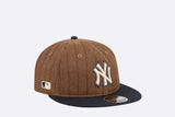 Gorra New Era New York Yankees MLB Wool Pinstripe 9FIFTY Retro Crown Strapback Marron Unisex