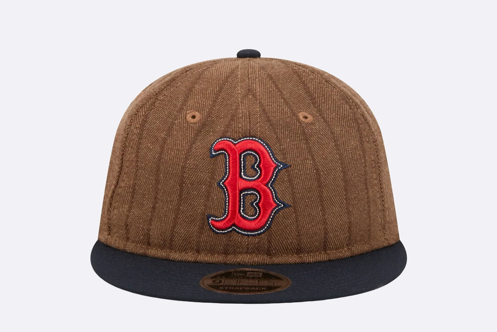 New Era Boston Red Sox MLB Wool Pinstripe 9FIFTY Retro Crown Strapback Marron