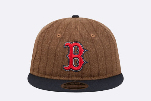 New Era Boston Red Sox MLB Wool Pinstripe 9FIFTY Retro Crown Strapback Marron