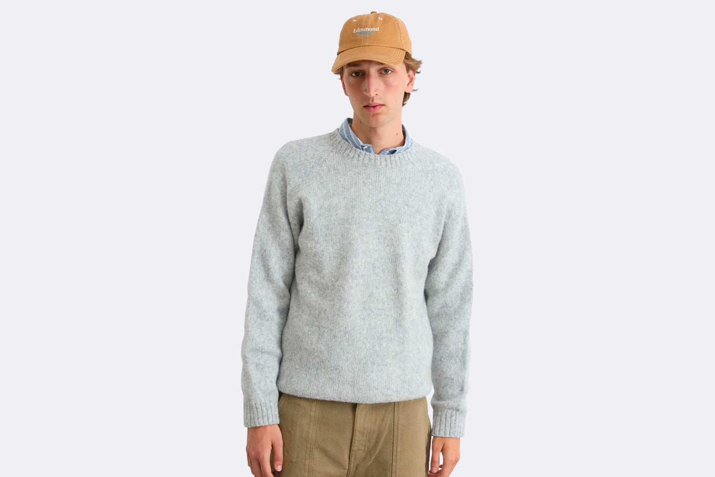 Jersey Edmmond Studios Glasgow Sweater Plain Light Grey Melange para hombre