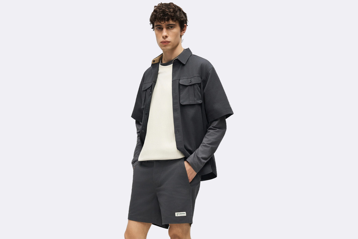 Pantalon Columbia Acker Rock Twill Short Gris para Hombre