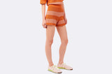 Pantalon Lacoste Striped Mesh Knit Shorts Naranja para Mujer