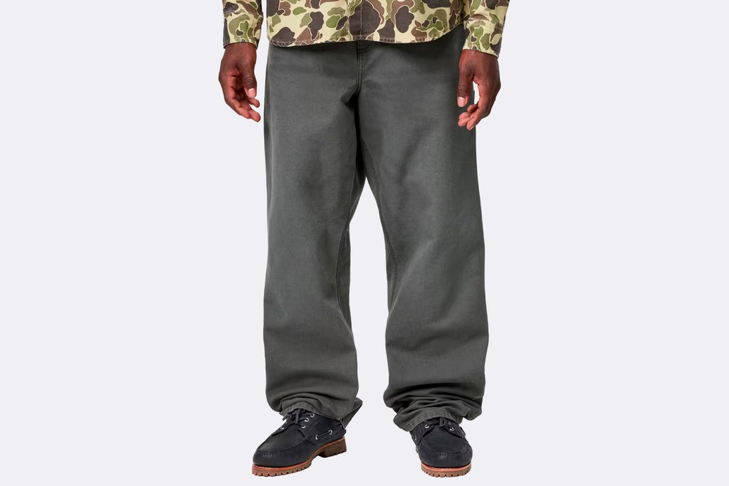 Pantalon Carhartt WIP Single Knee Pant Graphite Stone Canvas para hombre