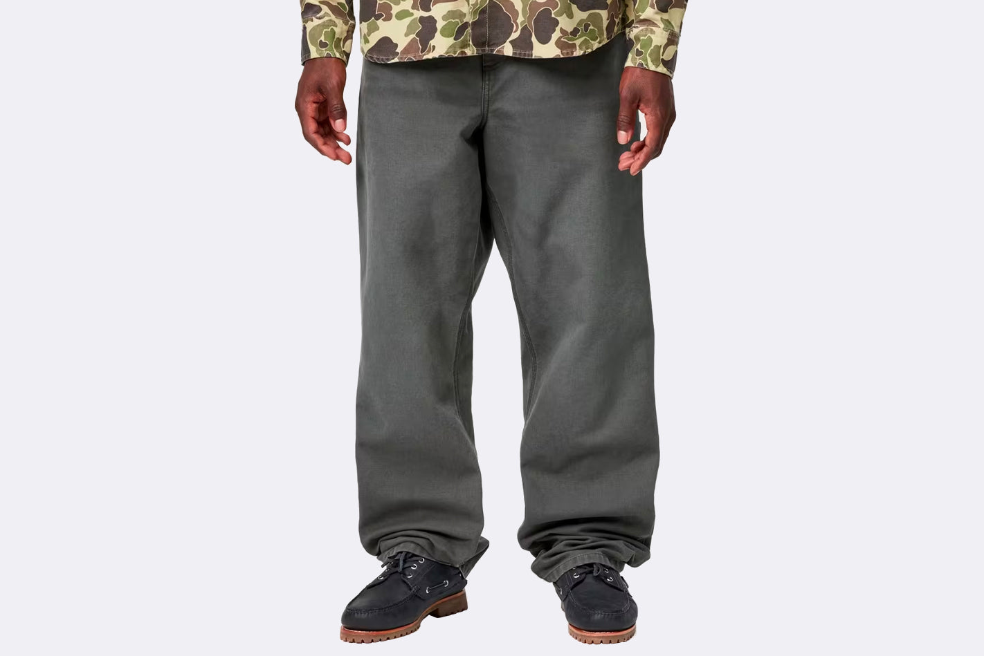 Pantalon Carhartt WIP Single Knee Pant Graphite Stone Canvas para hombre