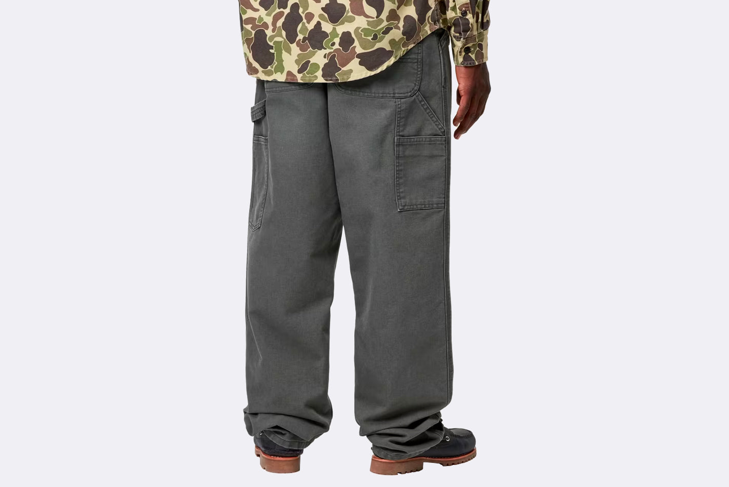 Pantalon Carhartt WIP Single Knee Pant Graphite Stone Canvas para hombre