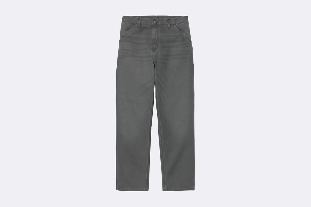 Pantalon Carhartt WIP Single Knee Pant Graphite Stone Canvas para hombre