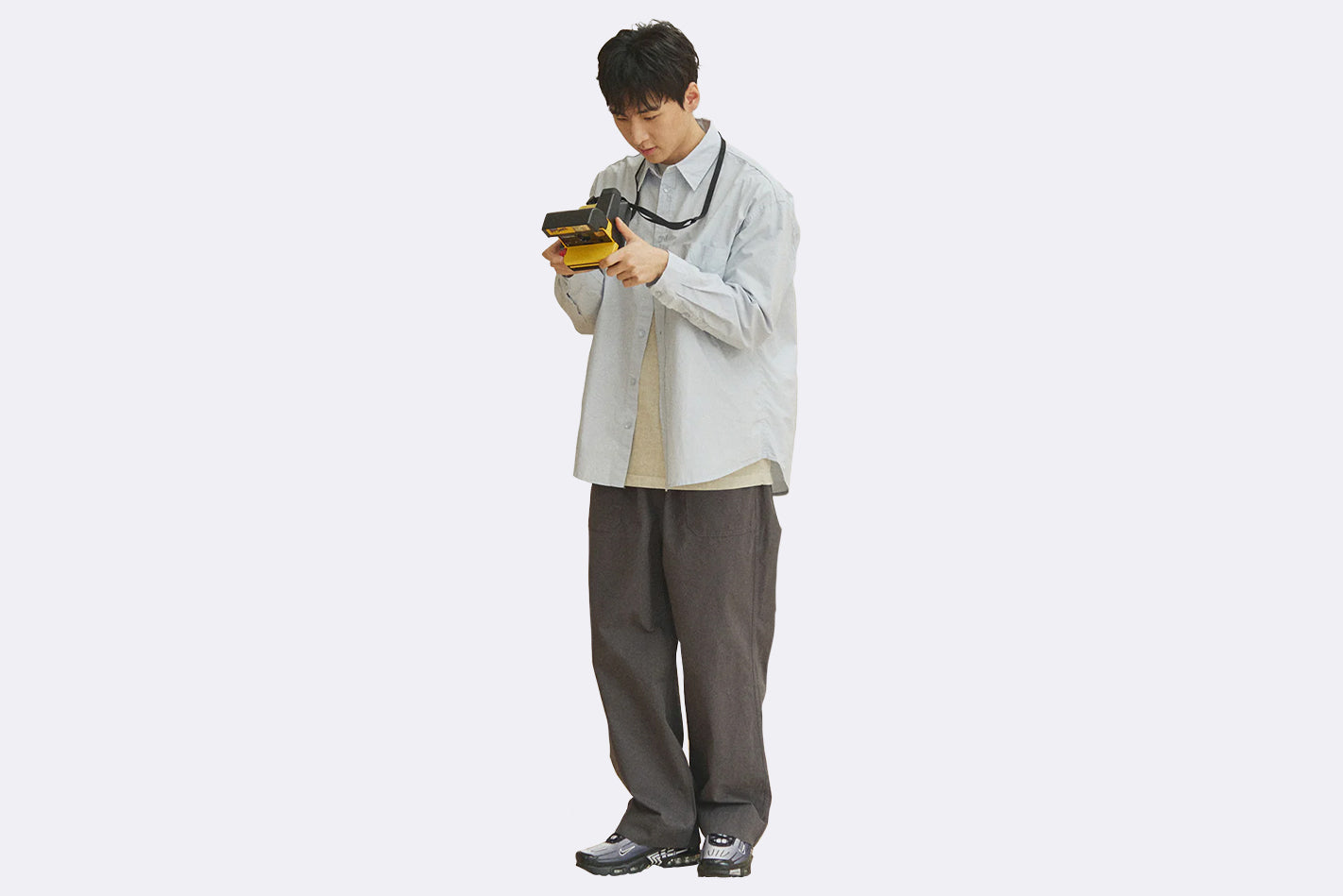Pantalones Kappy Design One Tuck Wide Fatigue Pants Gris Unisex