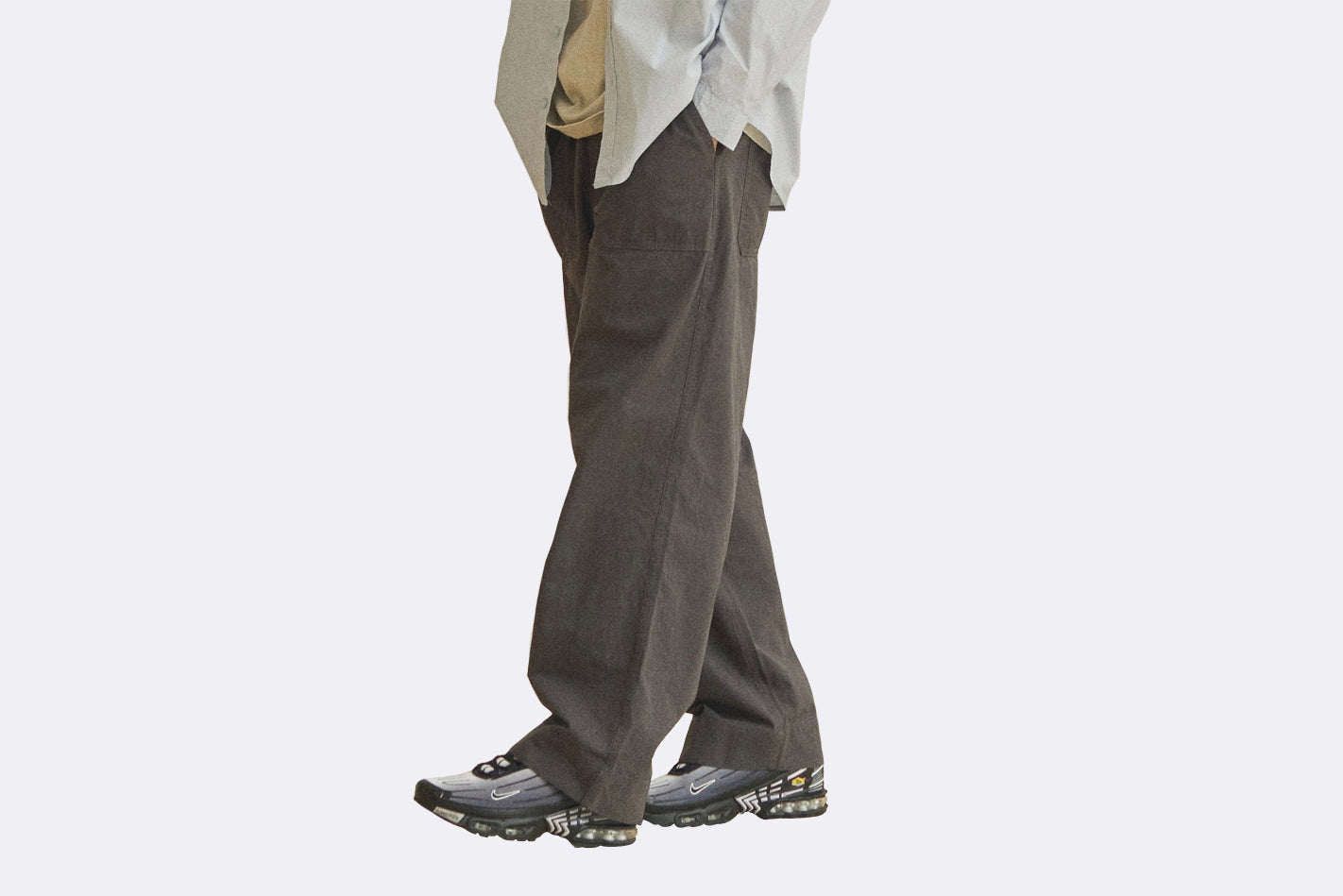Pantalones Kappy Design One Tuck Wide Fatigue Pants Gris Unisex