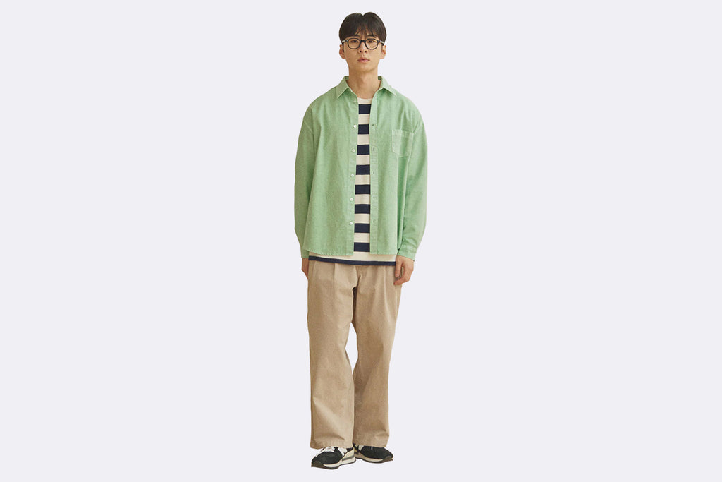 Pantalones Kappy Design Two Tuck Wide Fatigue Pants Beige Unisex