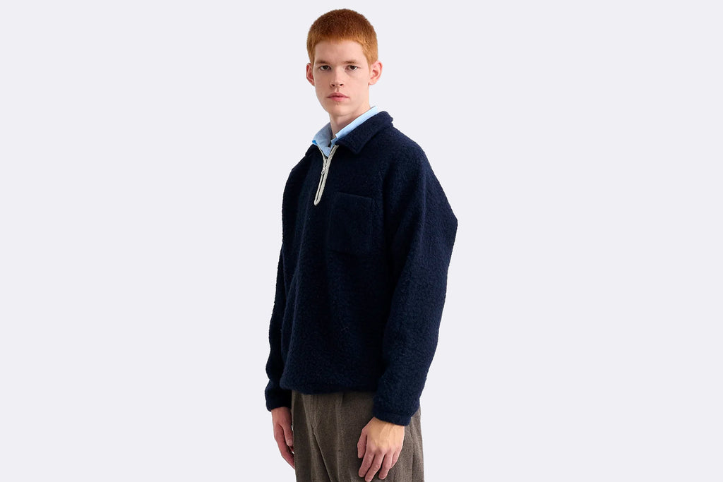 Polo Edmmond Studios Unconventional Zip Polo Plain Navy para hombre