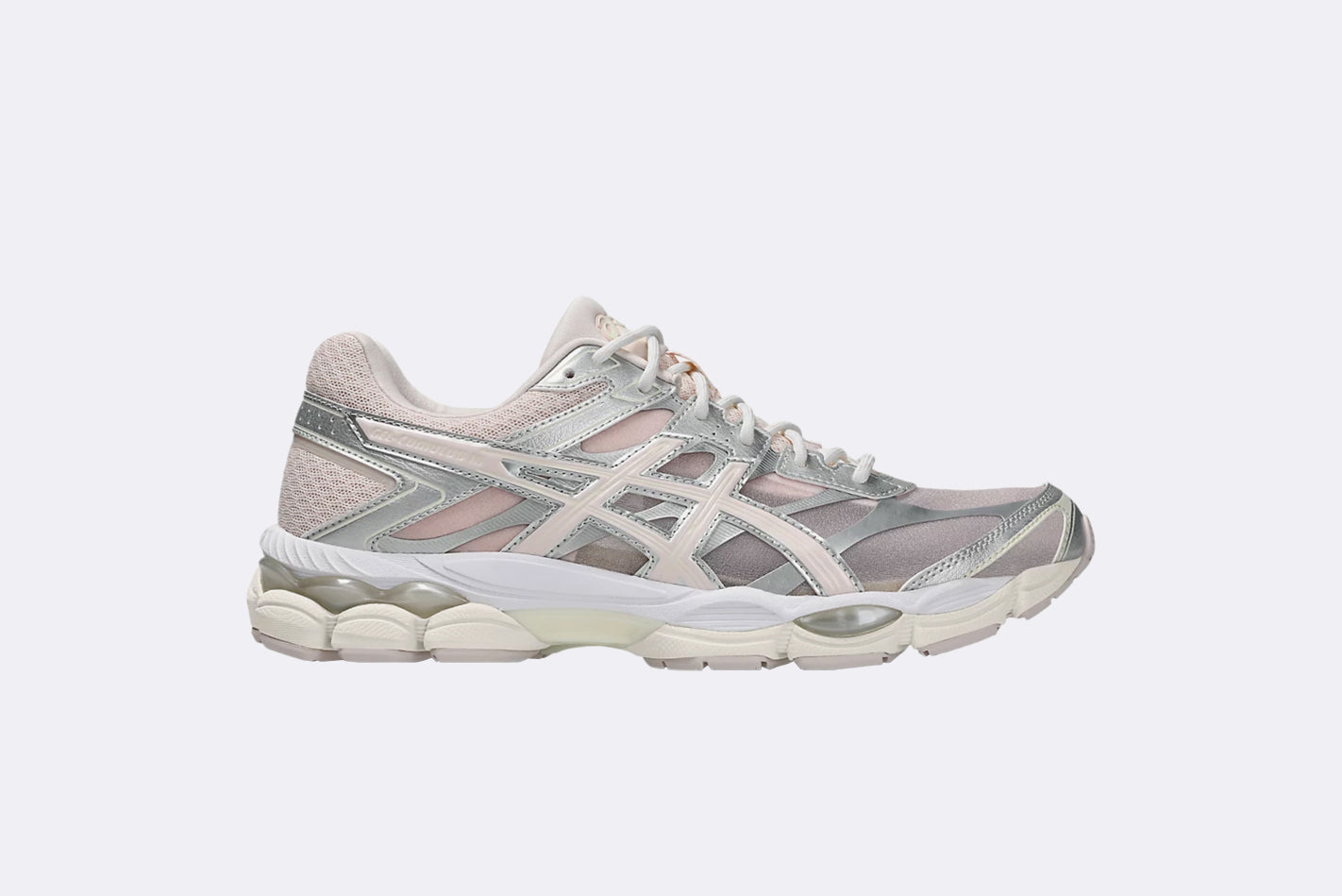 Zapatillas Asics GEL-CUMULUS 16 en color rosa y gris para mujer, vista lateral